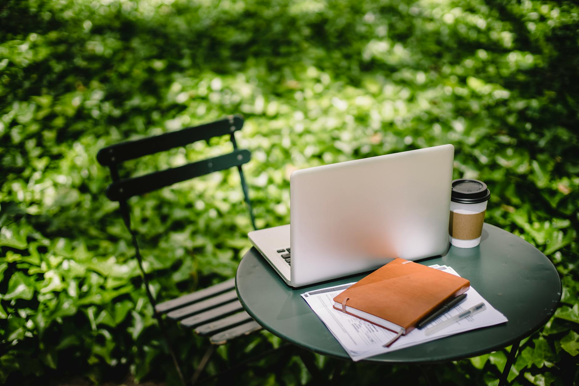 Digital nomad workspace with laptop