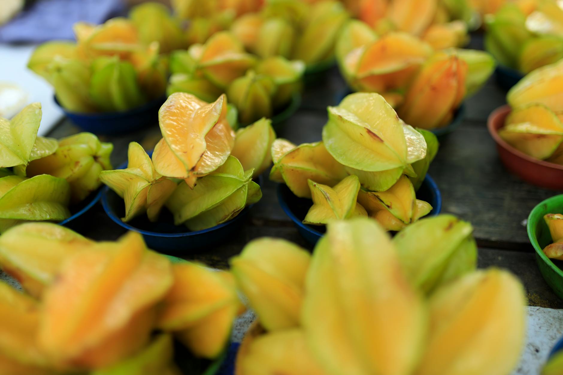 Tropical fruit display at a Thai market