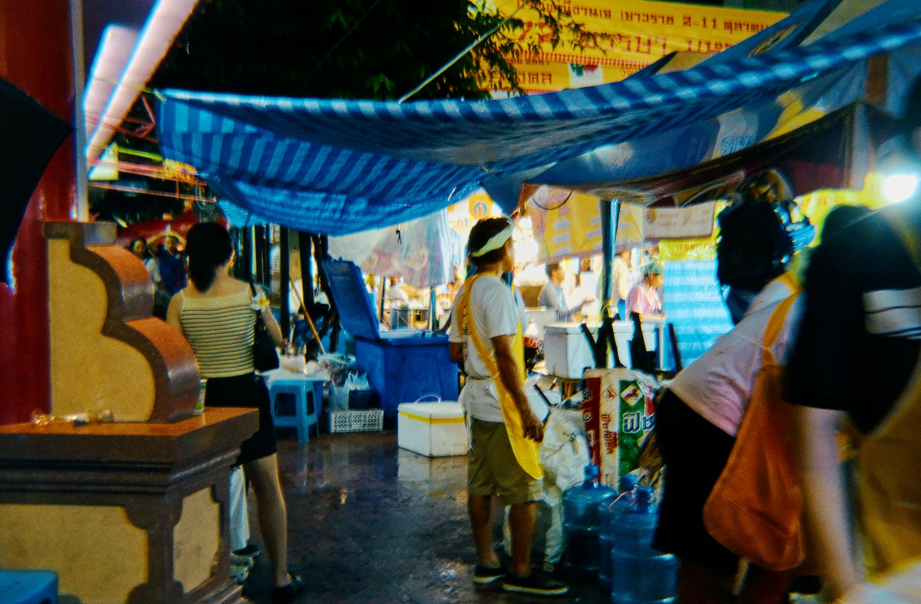Thai street food market with fresh local dishes at local prices