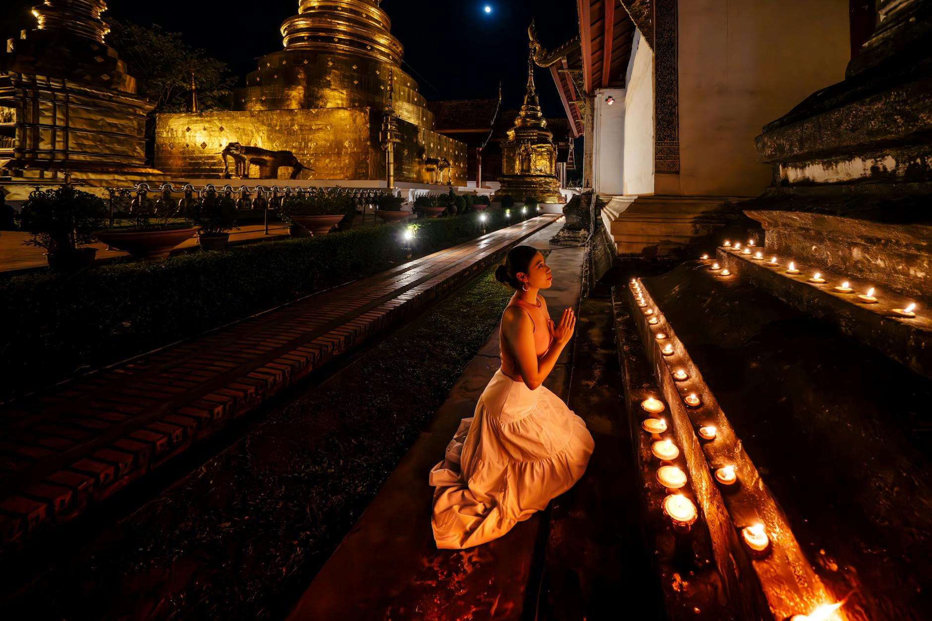 Thousands of sky lanterns floating at Yi Peng festival in Chiang Mai